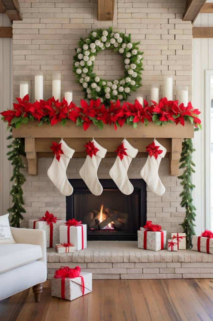 40+ Farmhouse Christmas Mantel Decor Ideas for a Merry Home