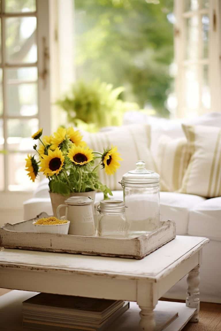 View of 40 Rustic Farmhouse Coffee Table Decor Ideas