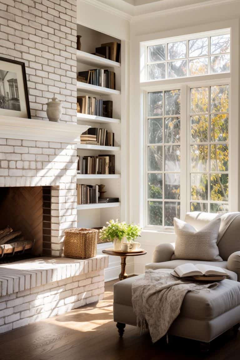 40 Beautiful White Brick Fireplace Ideas for a Bright Living Room
