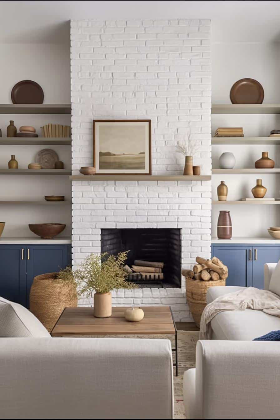 40 Beautiful White Brick Fireplace Ideas for a Bright Living Room