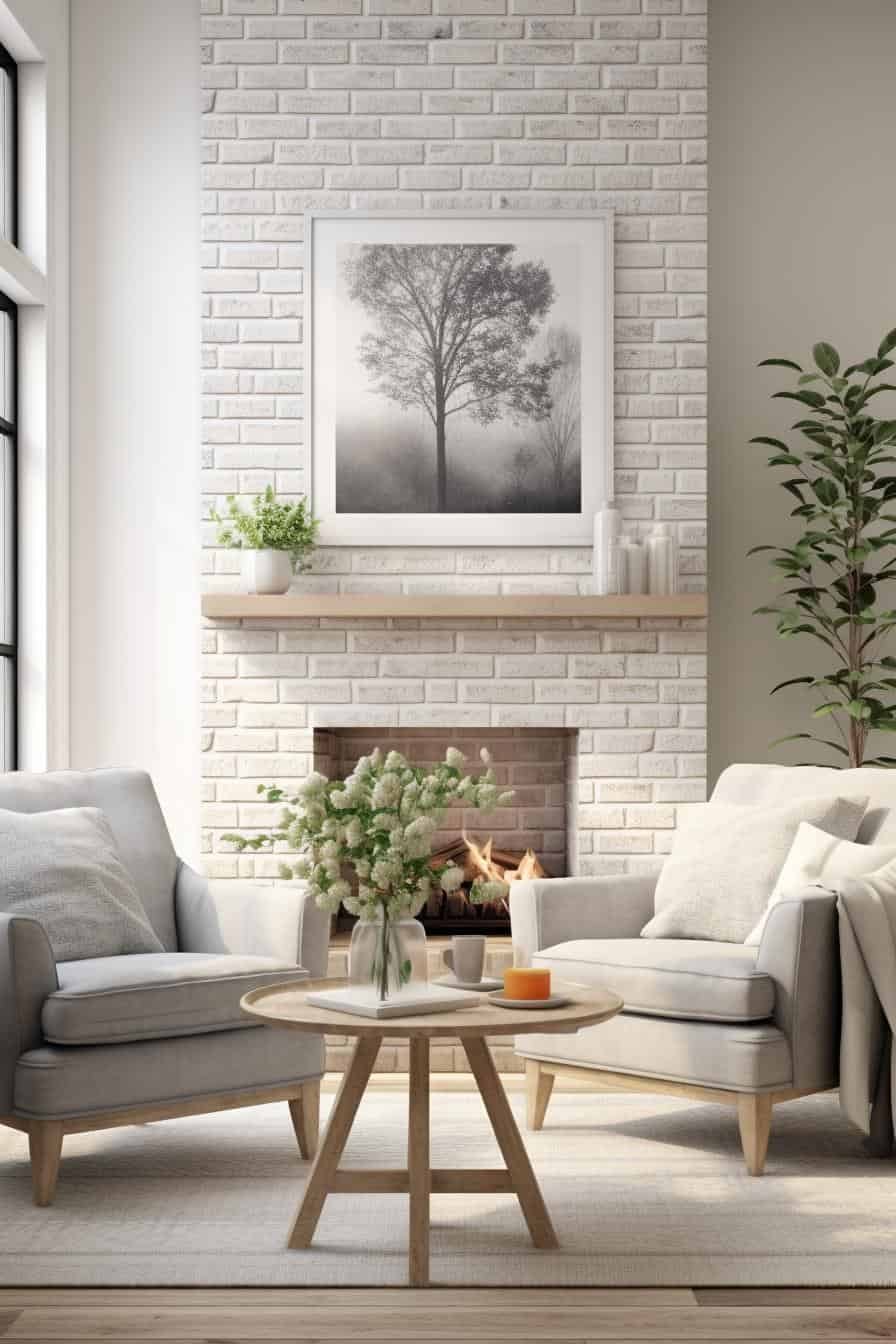 40 Beautiful White Brick Fireplace Ideas for a Bright Living Room
