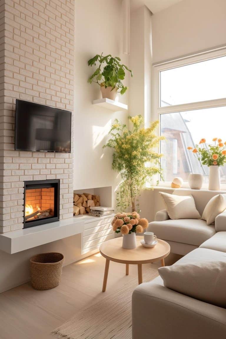 40 Beautiful White Brick Fireplace Ideas for a Bright Living Room