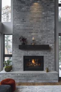 40 Chic Gray Brick Fireplace Ideas For A Cozy Home Gray Brick Fireplace Ideas 8 200x300