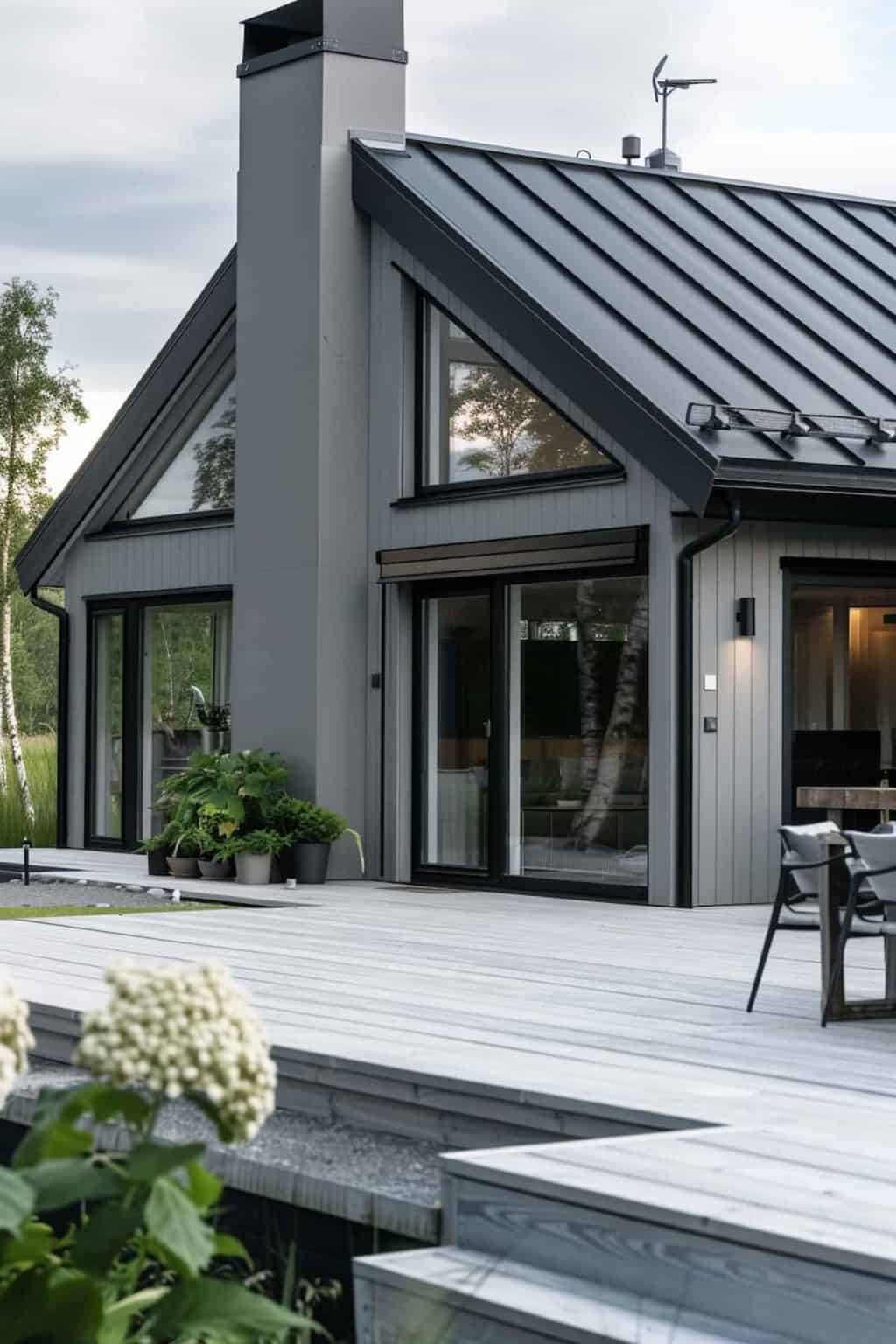 Gray House With Black Trim