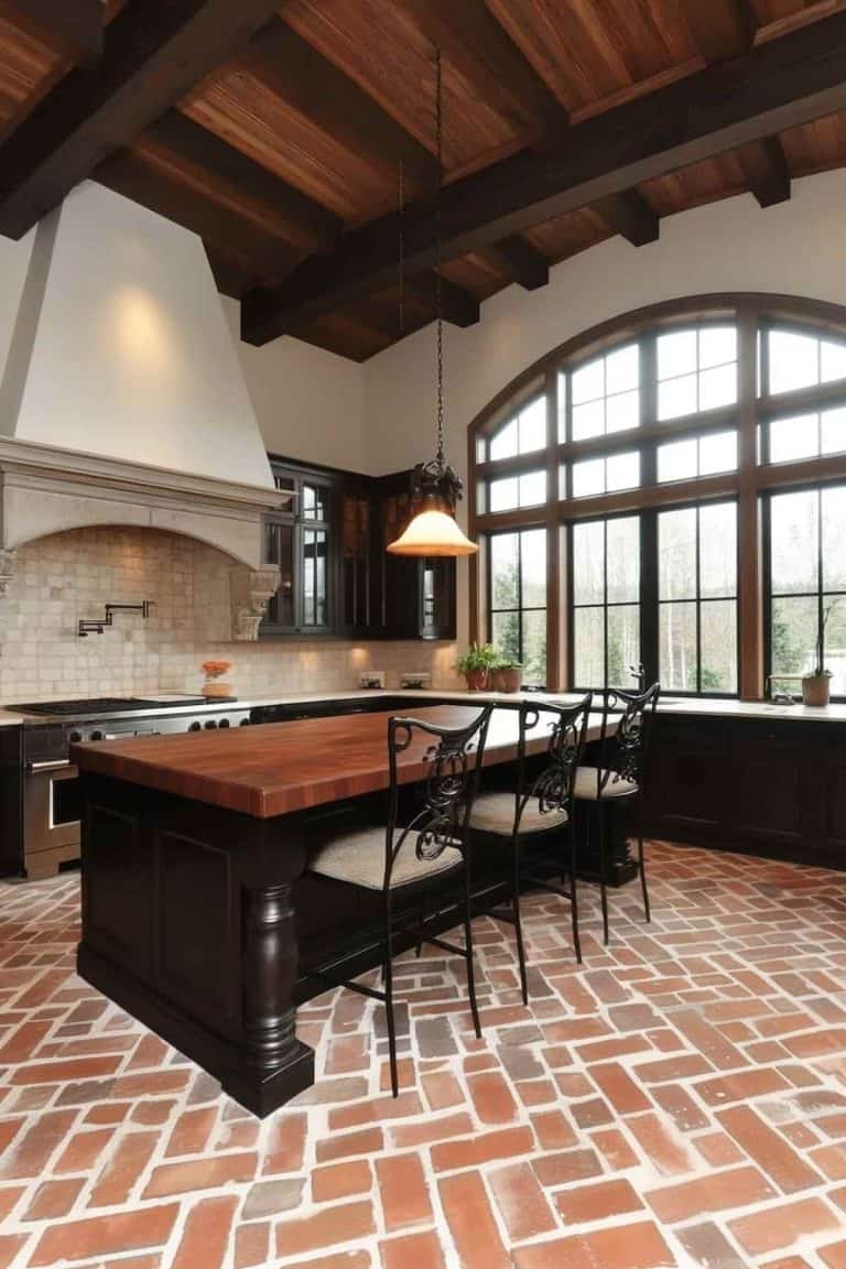 24 Brick Floor Kitchen Ideas for a Home With Timeless Style