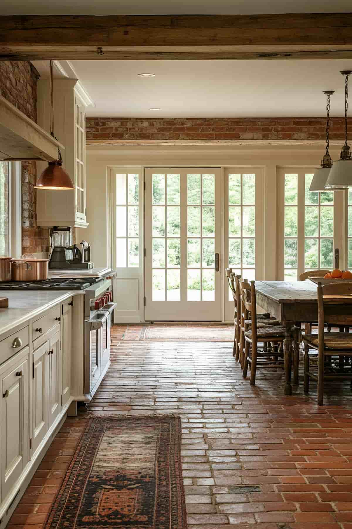 24 Brick Floor Kitchen Ideas for a Home With Timeless Style