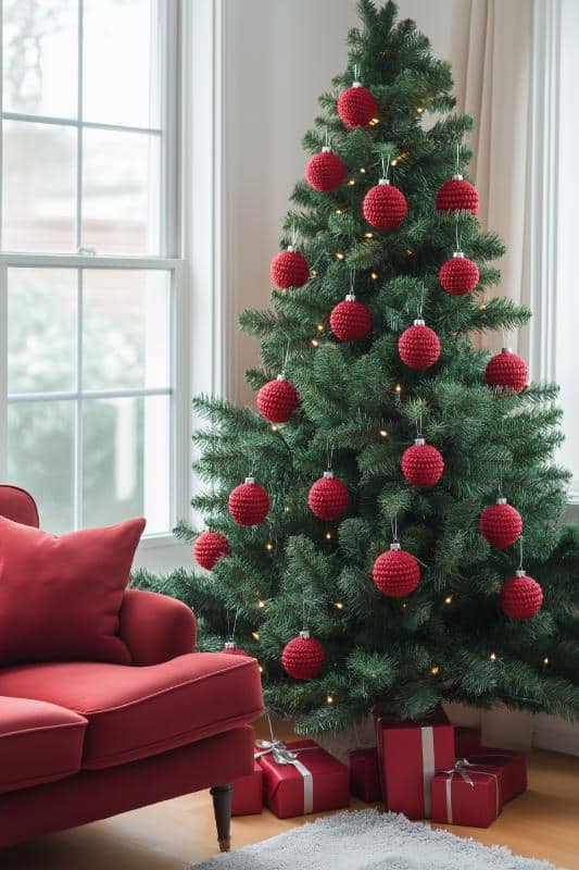 thumbnail image 2 of Set 4 Vintage Red Recycled Glass Baubles Antique Red Christmas Tree Decorations 2 of 2