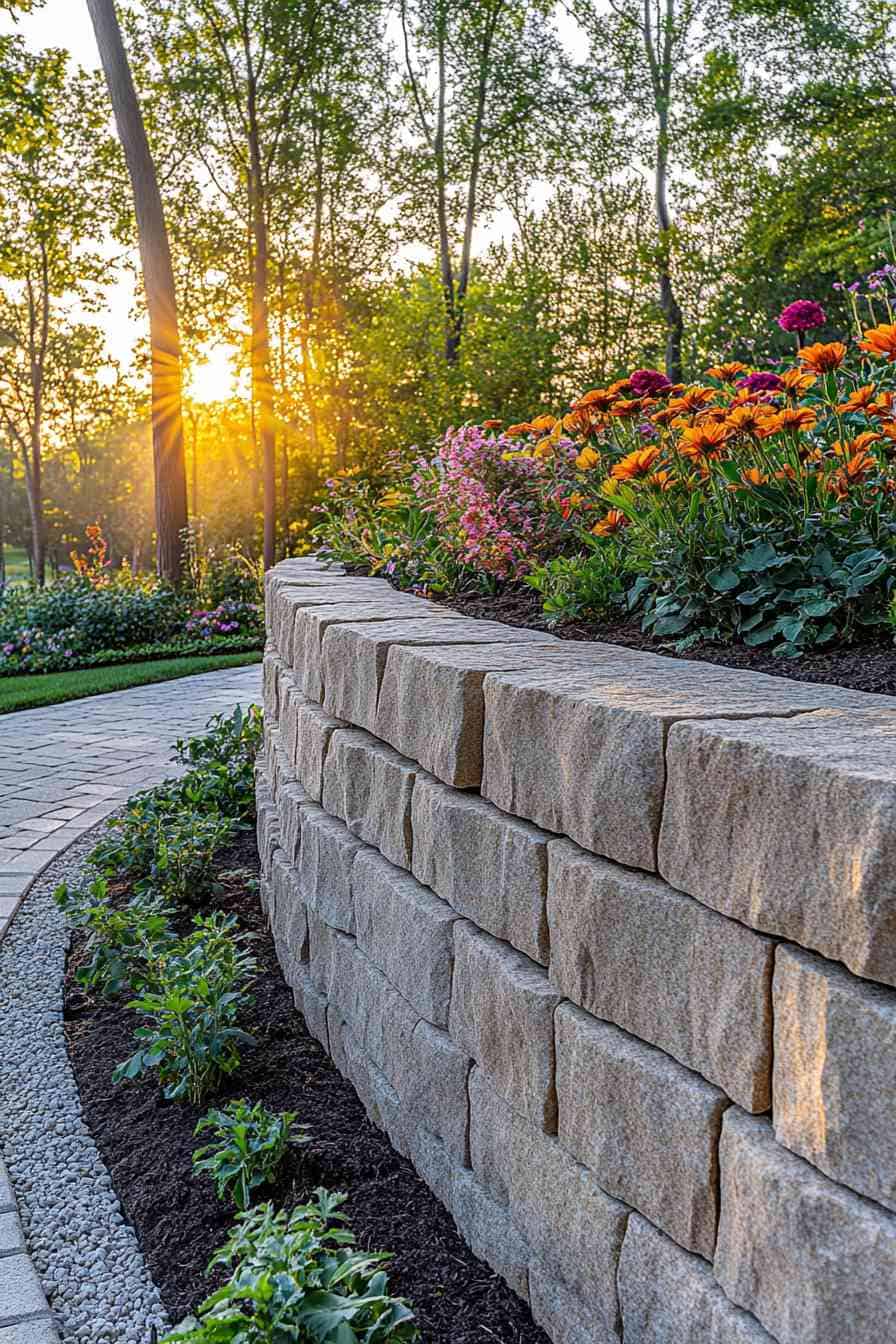 Stacked Stone Look With A Block Retaining Wall Veneer Retaining Walls