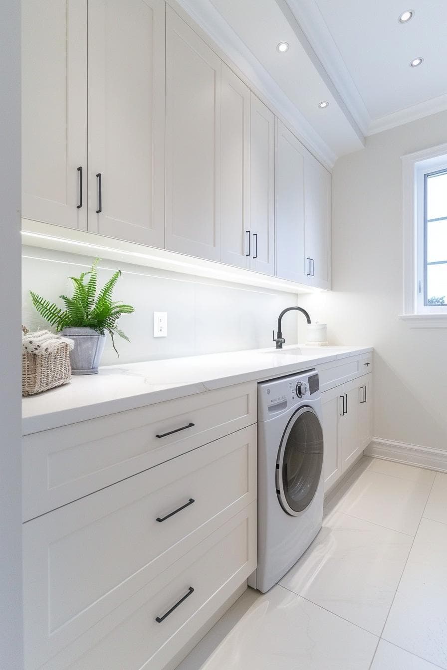 31 Small Laundry Room Ideas: Maximize Space with Style - Minimalist Laundry Room Storage Solutions With Frame