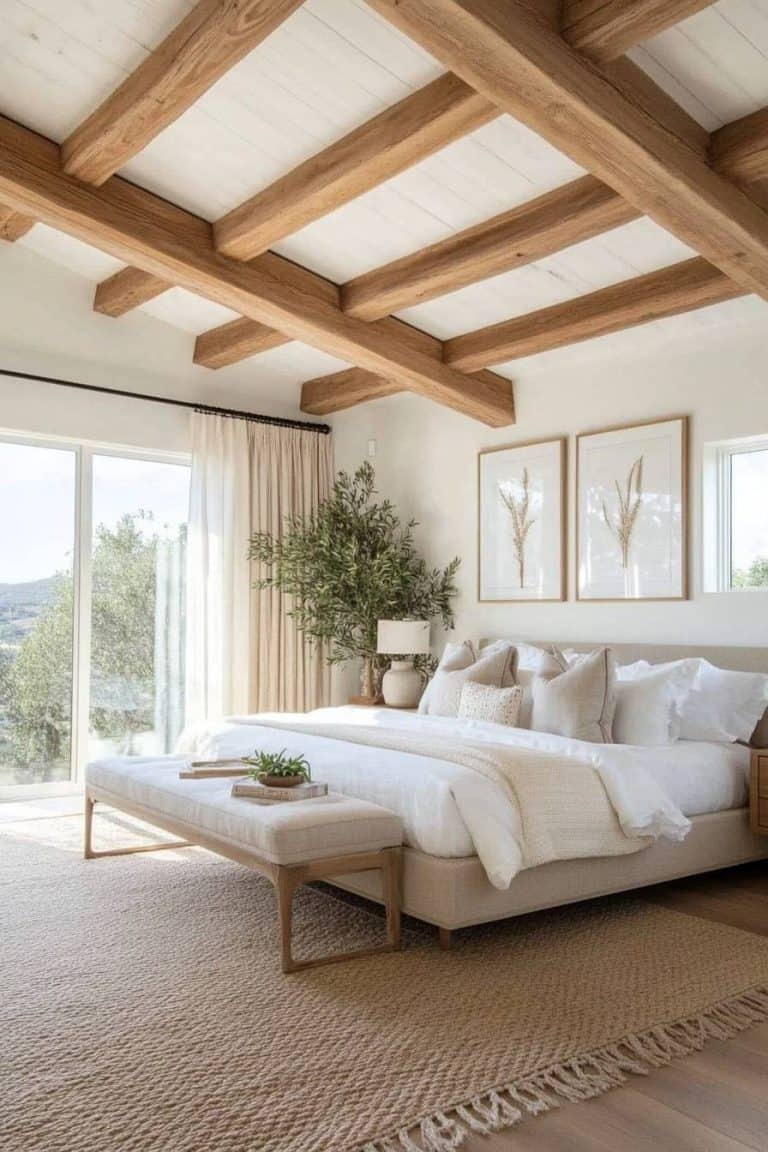 40 Scandinavian Bedroom Ideas for a Cozy and Serene Space - Floor-To-Ceiling Window Scandinavian Bedroom Ideas