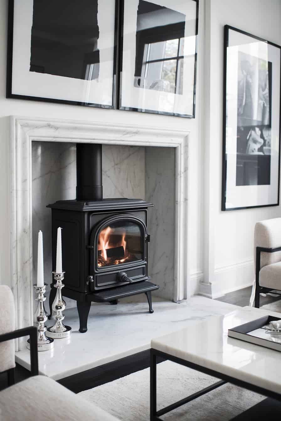Wood Burning Stove Living Room Decorating Ideas