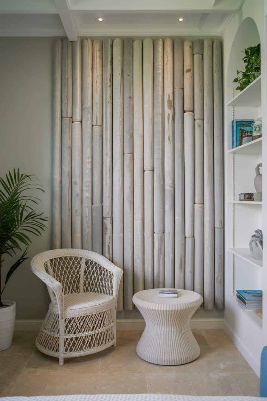 Beautiful view of Wooden Accent Wall With Various Textures