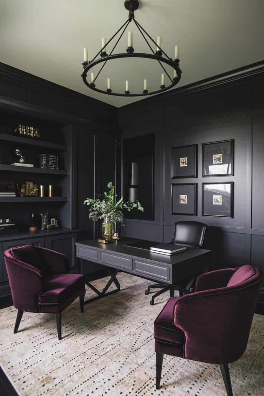 28 Moody Home Office Ideas for a Luxe and Dramatic Workspace