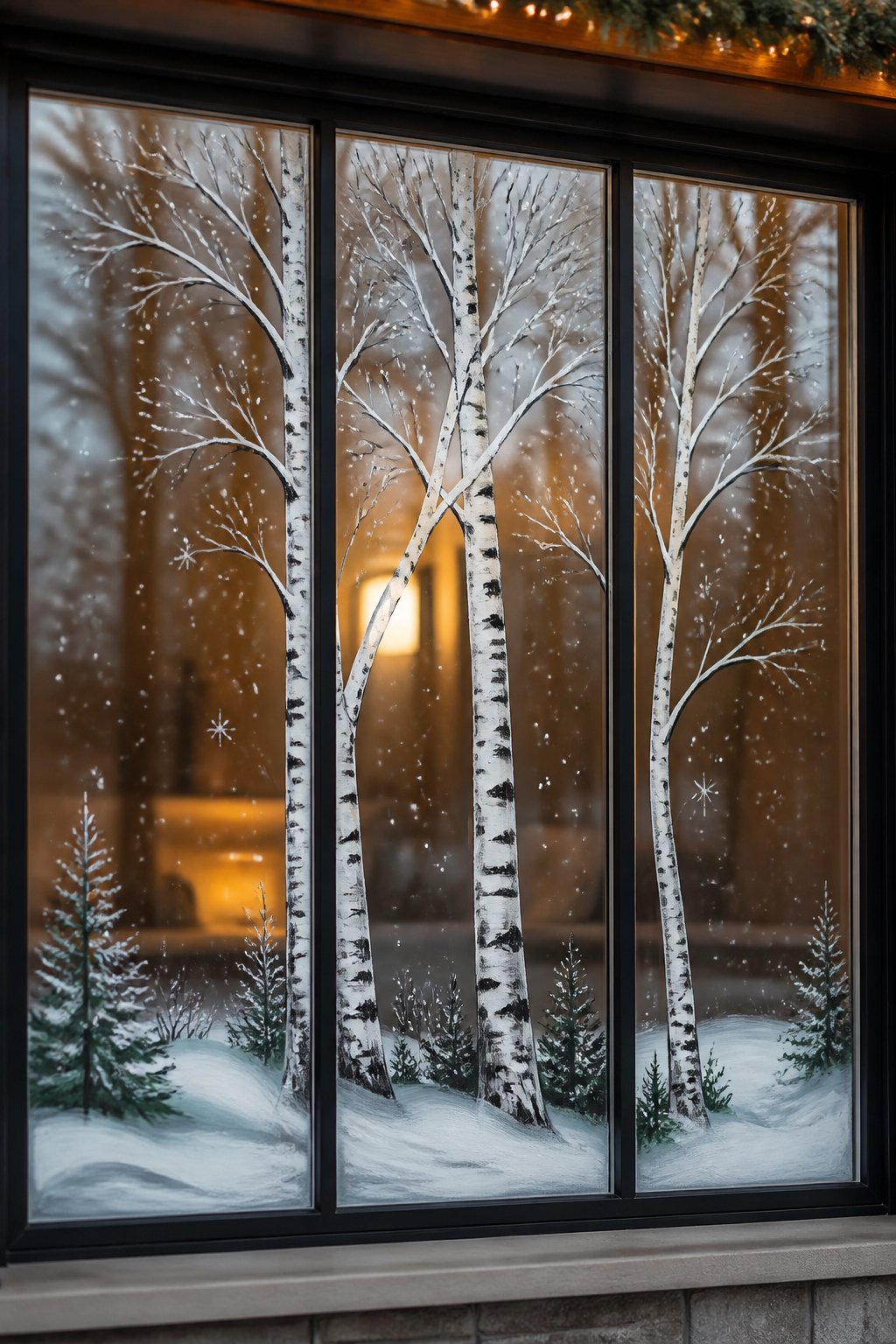 Birch Tree Trio - christmas window painting ideas