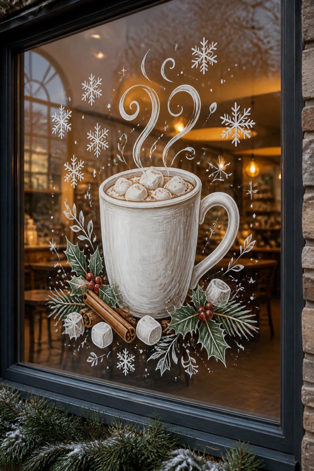 Cozy Cocoa Mug - christmas window painting ideas