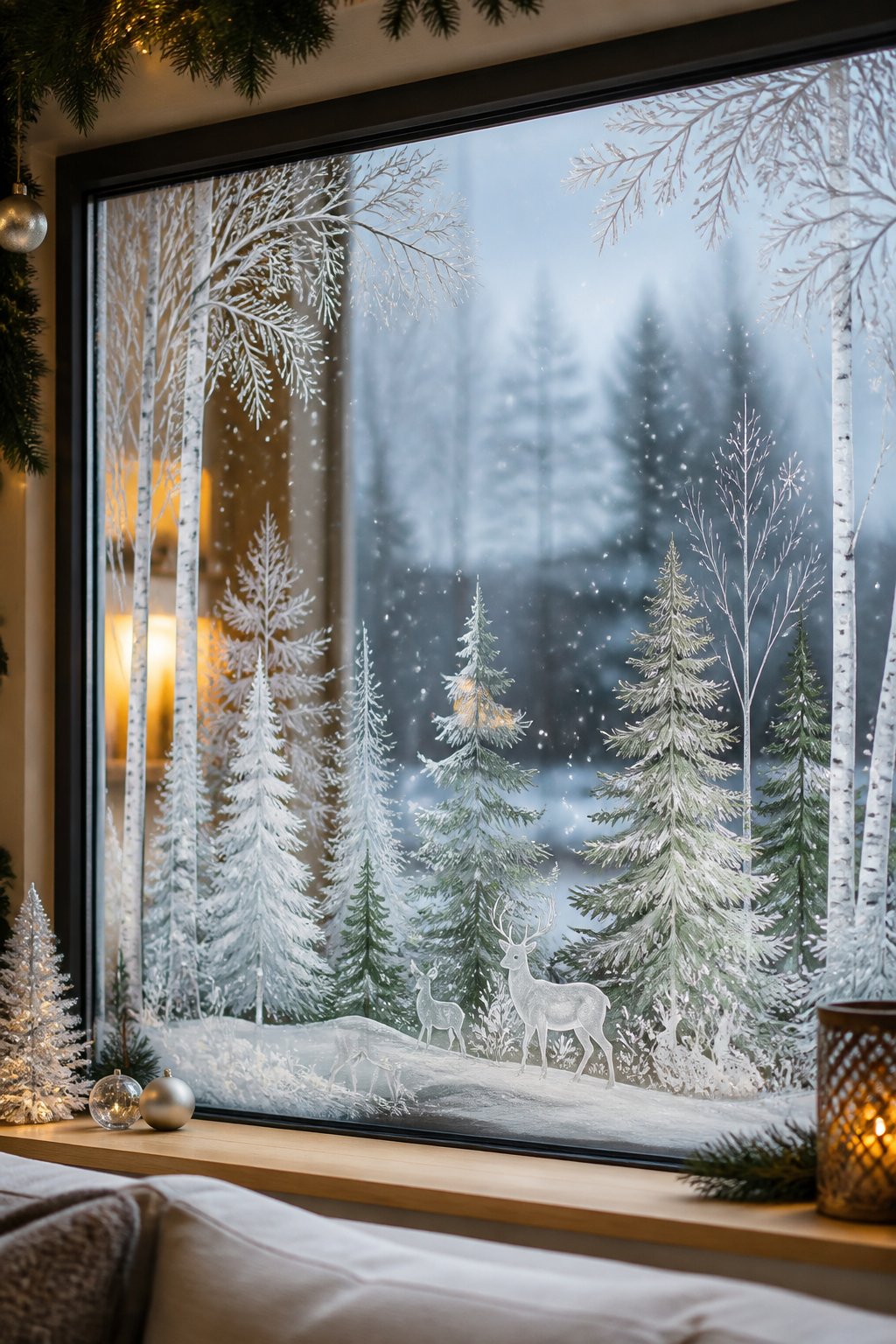 Frosted Forest Band - christmas window painting ideas