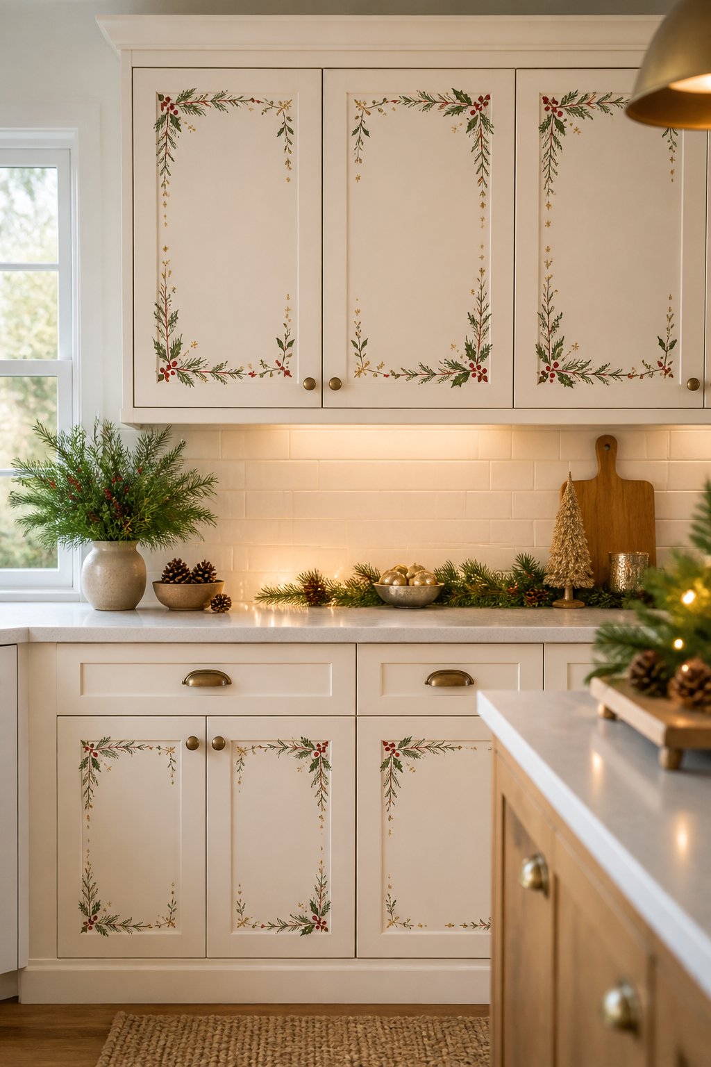 Holiday Decal Frames - decorate kitchen cabinets for christmas