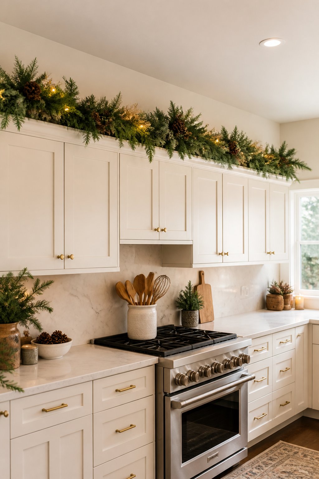 Mixed Pine With Picks - decorate kitchen cabinets for christmas