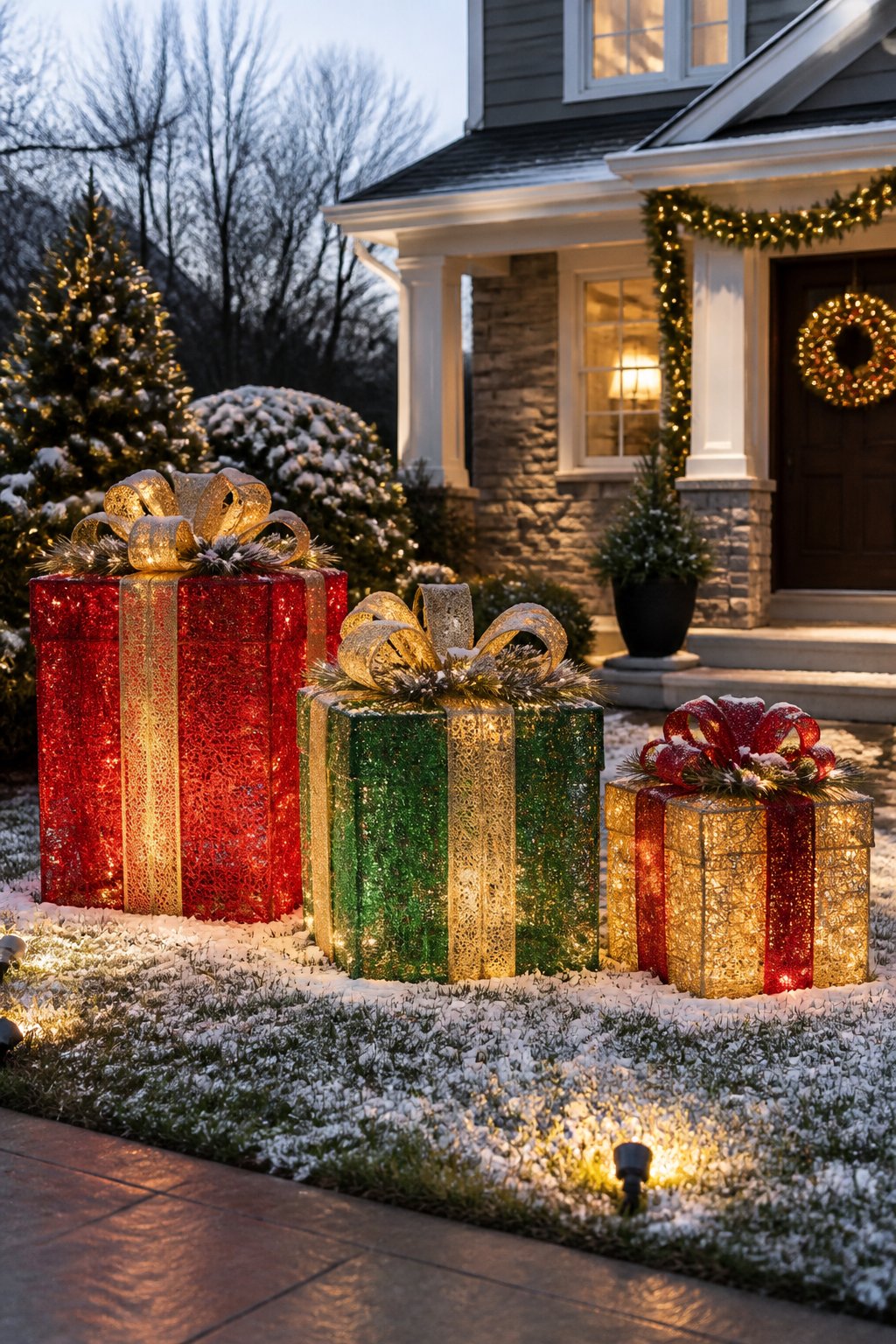 6-Foot Gift Box Frames - outdoor christmas decor ideas