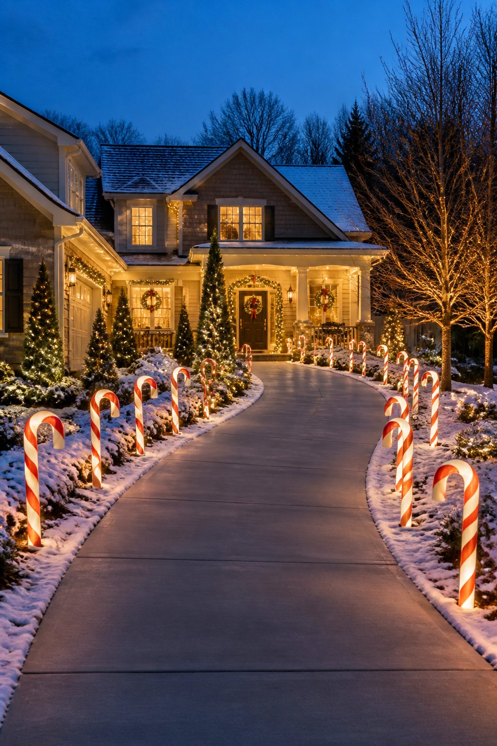 Candy Cane Lane Markers - outdoor christmas decor ideas