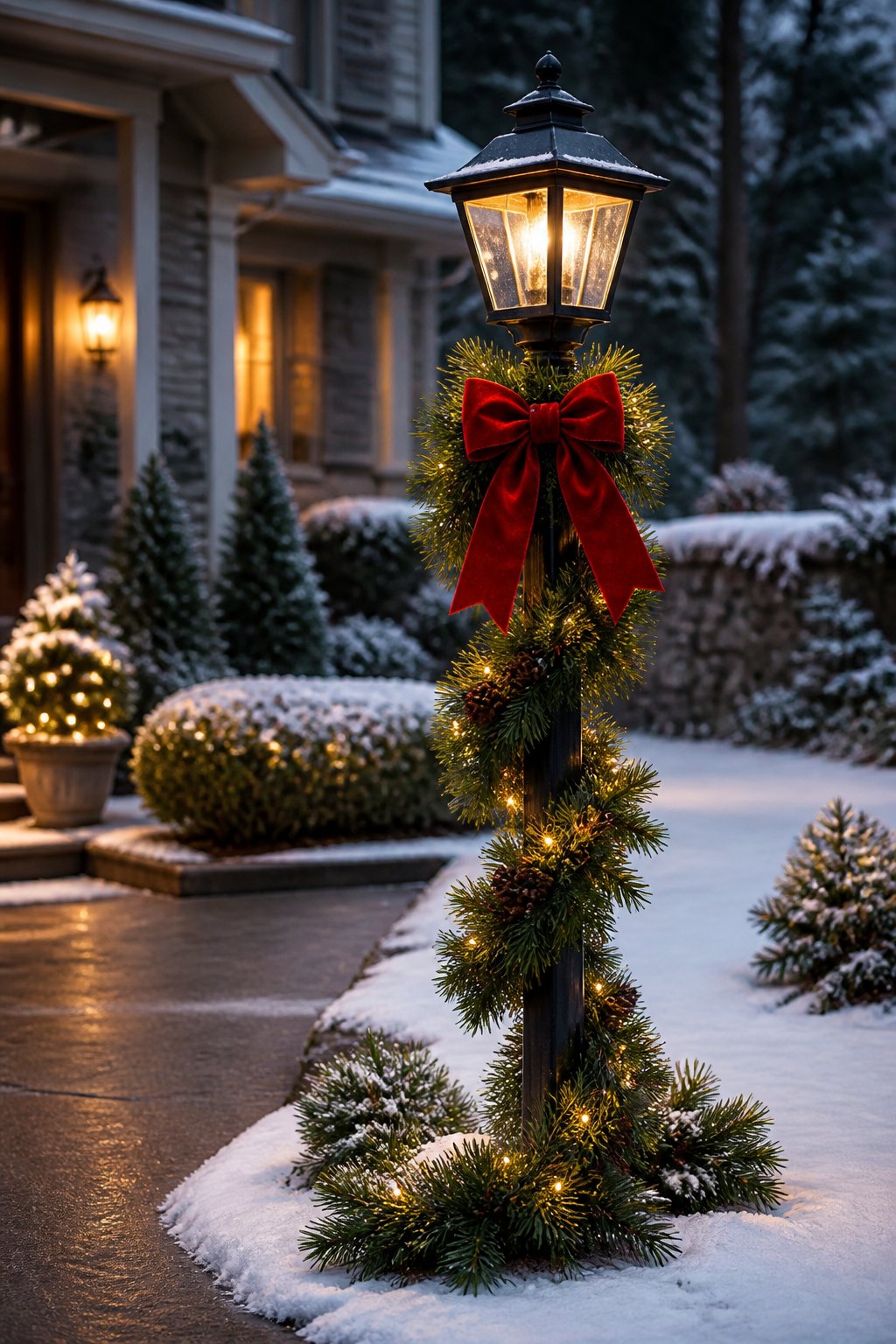 Classic Evergreen Wrap - outdoor christmas decor ideas