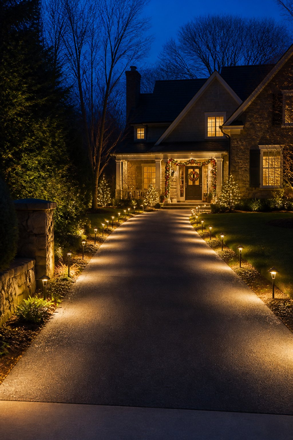Dual-Row Path Lights - outdoor christmas decor ideas