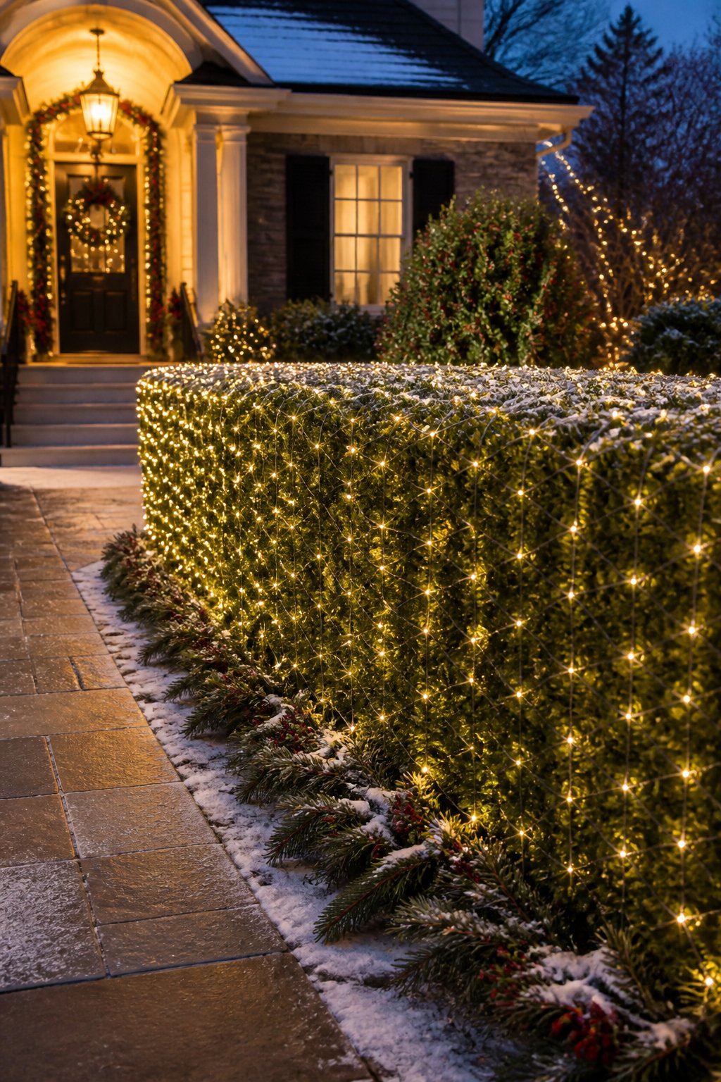 LED Net-Lit Hedges - outdoor christmas decor ideas