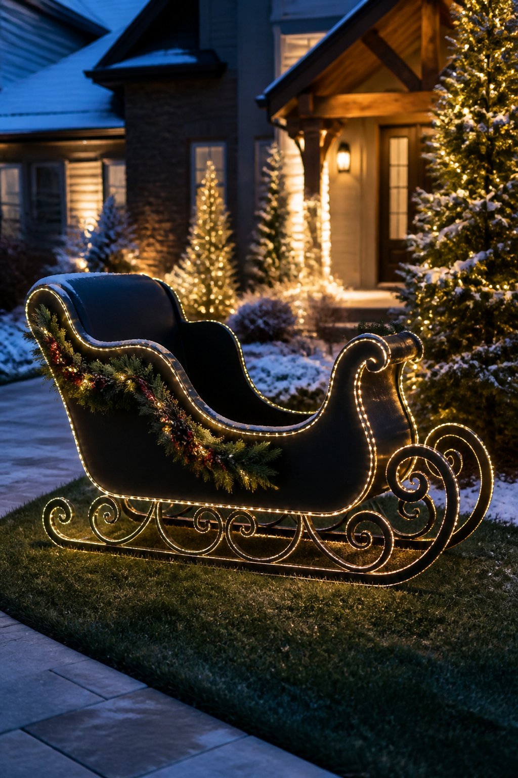 Life-Size Sleigh Silhouette - outdoor christmas decor ideas