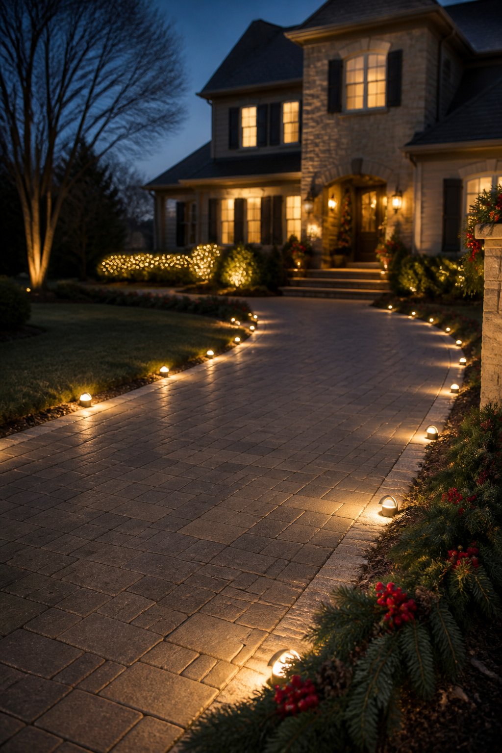 Low-Profile Curb Lights - outdoor christmas decor ideas