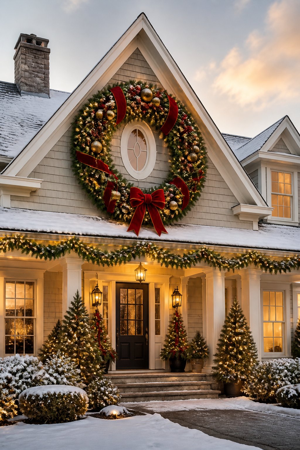 Mega Wreath on Gable - outdoor christmas decor ideas