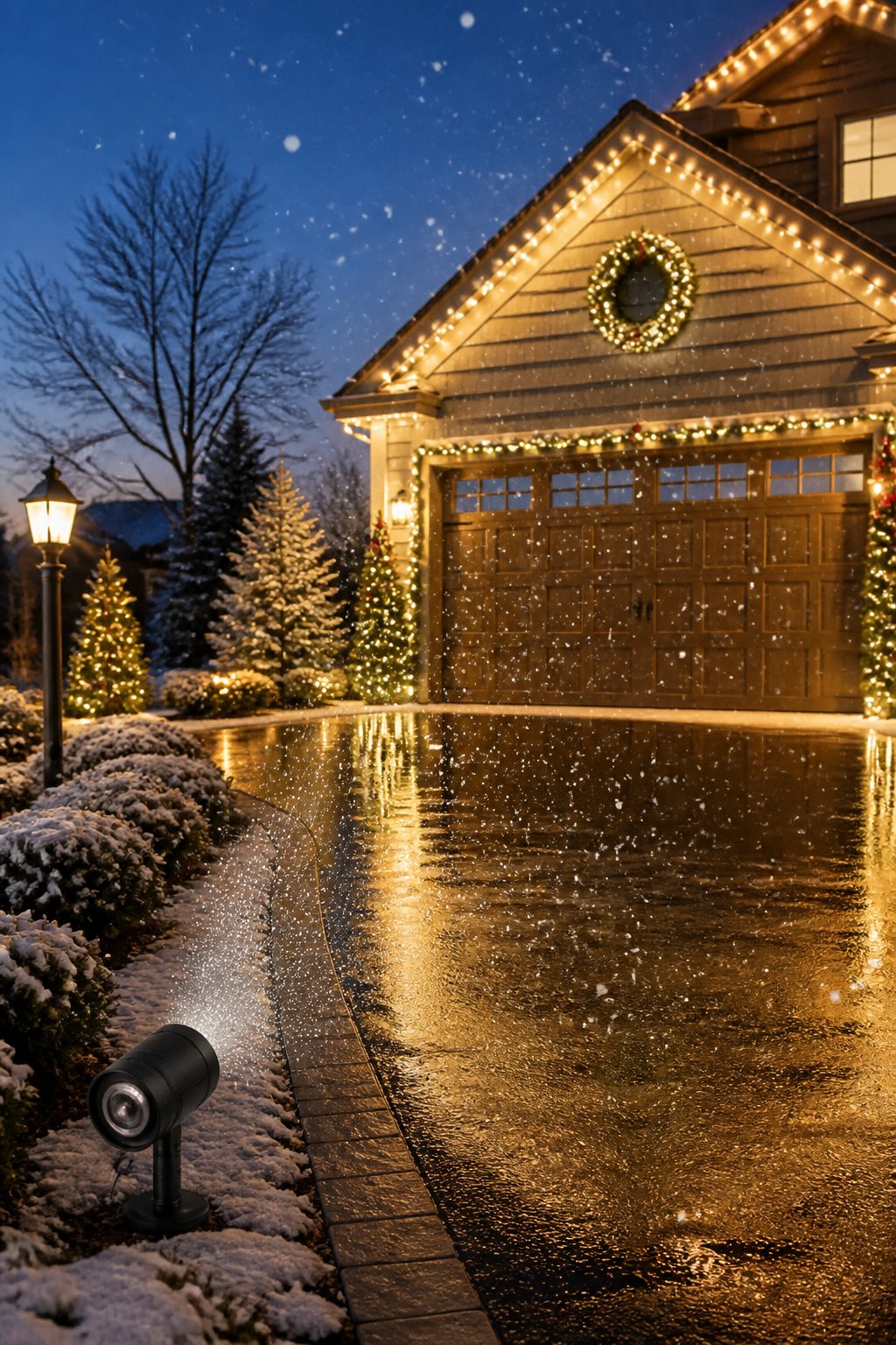 Motion Snow Projector - outdoor christmas decor ideas