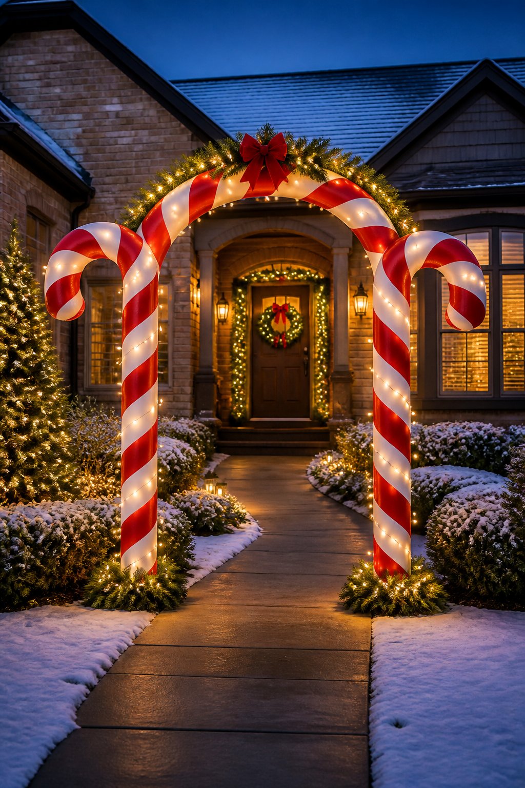 PVC Candy Cane Arch - outdoor christmas decor ideas