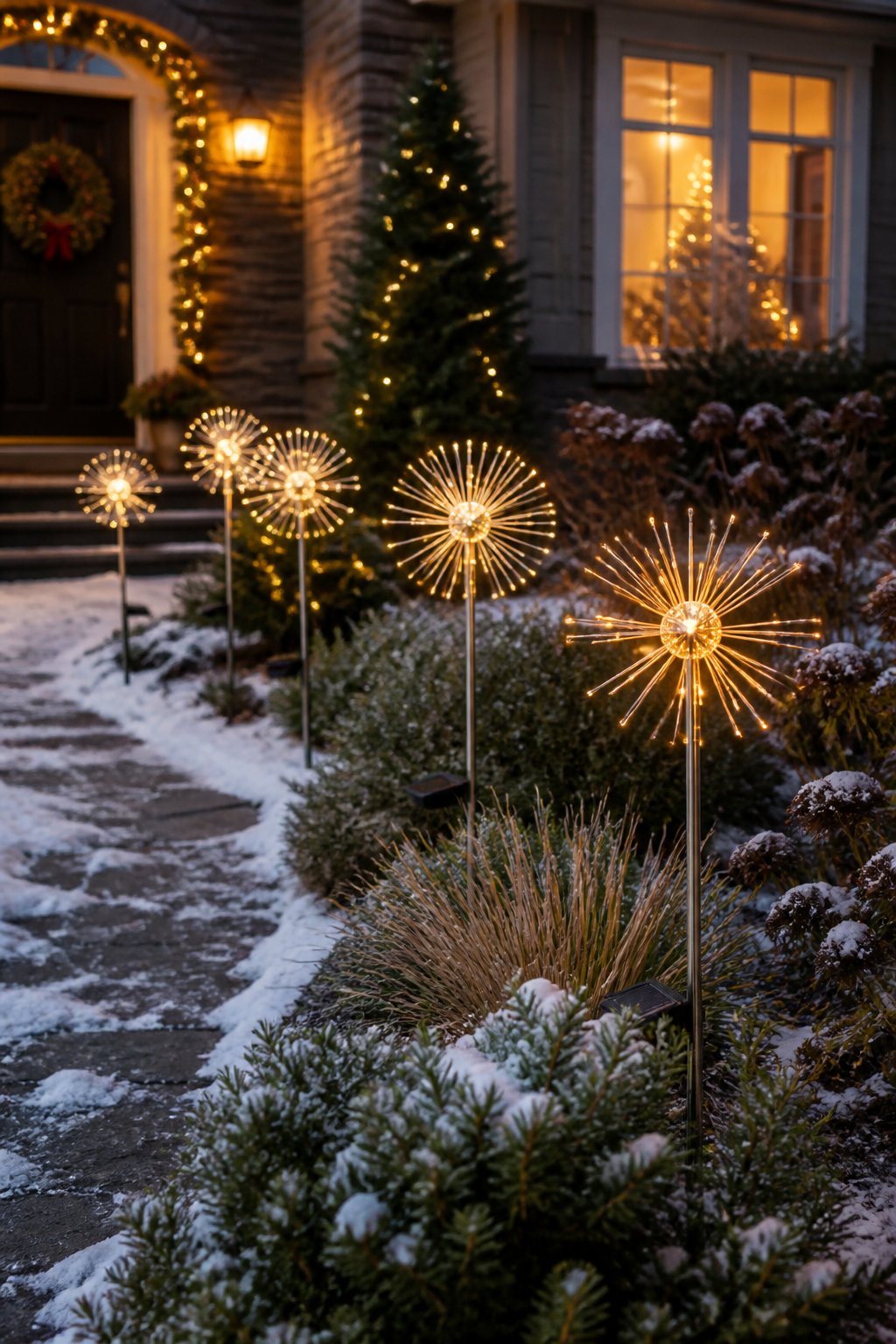 Solar Starburst Stakes - outdoor christmas decor ideas